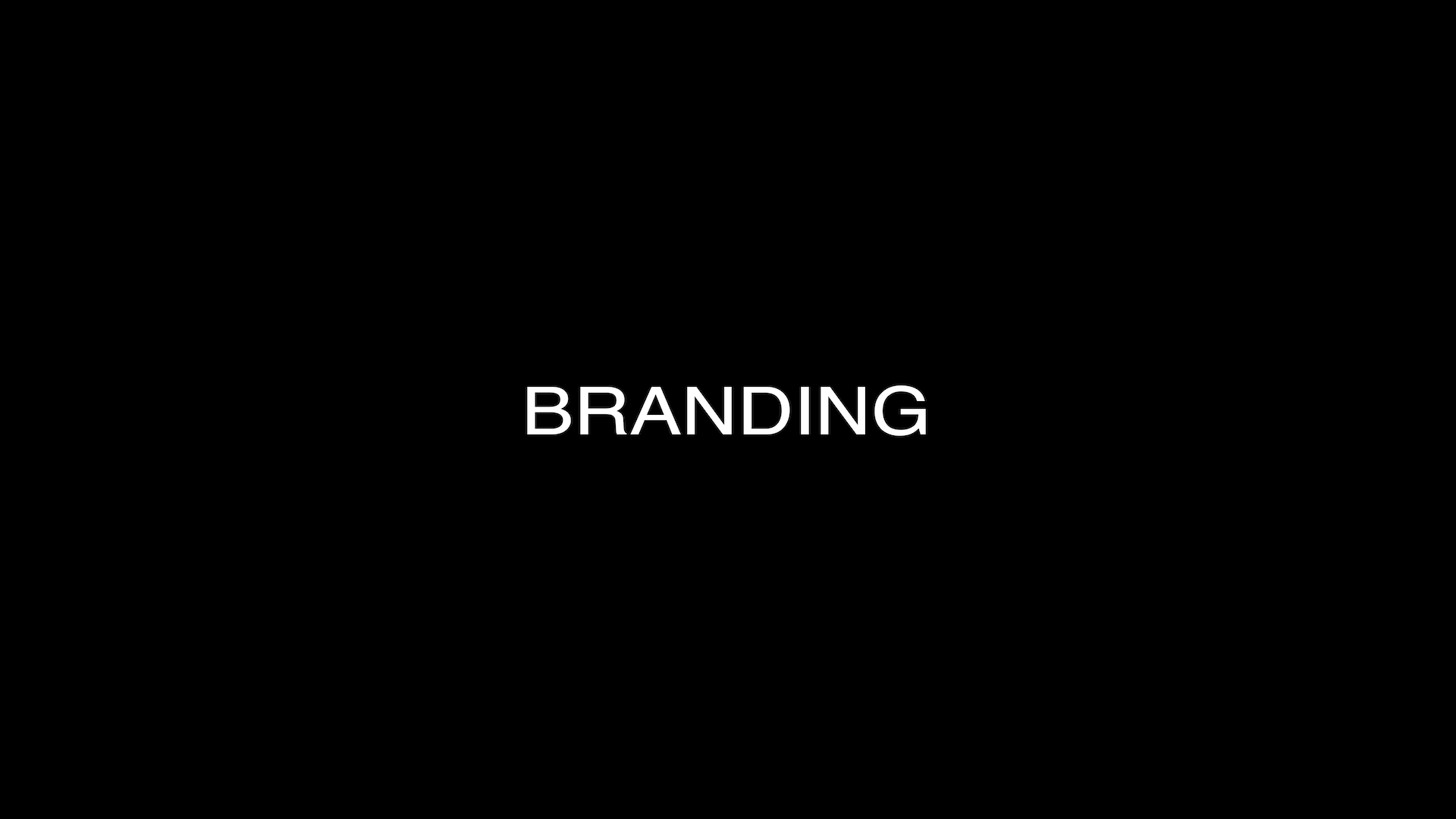 The word BRANDING on a black background